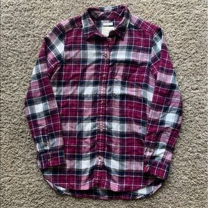 American Eagle Purple and White ButtonDown Flannel